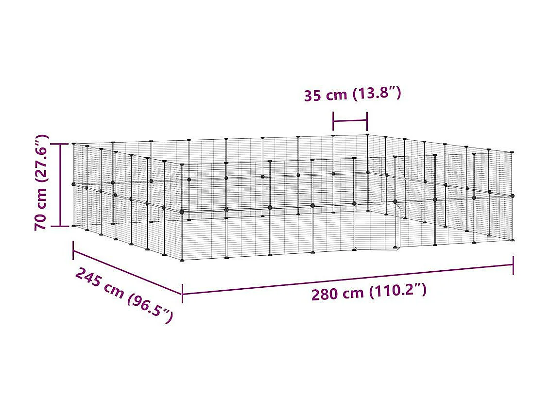Cage animaux de compagnie à 60 panneaux et porte Noir 35x35 cm