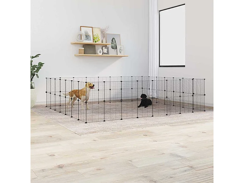 Gaiola para animais de estimação com 60 painéis e porta preta 35x35 cm
