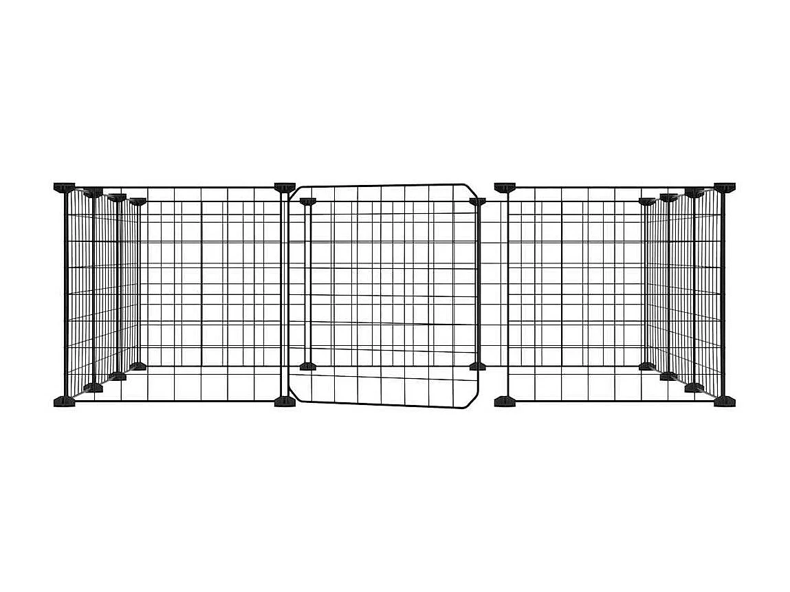 Cage animaux de compagnie à 12 panneaux et porte Noir 35x35 cm