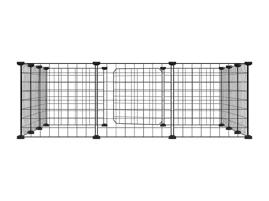 Cage animaux de compagnie à 12 panneaux et porte Noir 35x35 cm