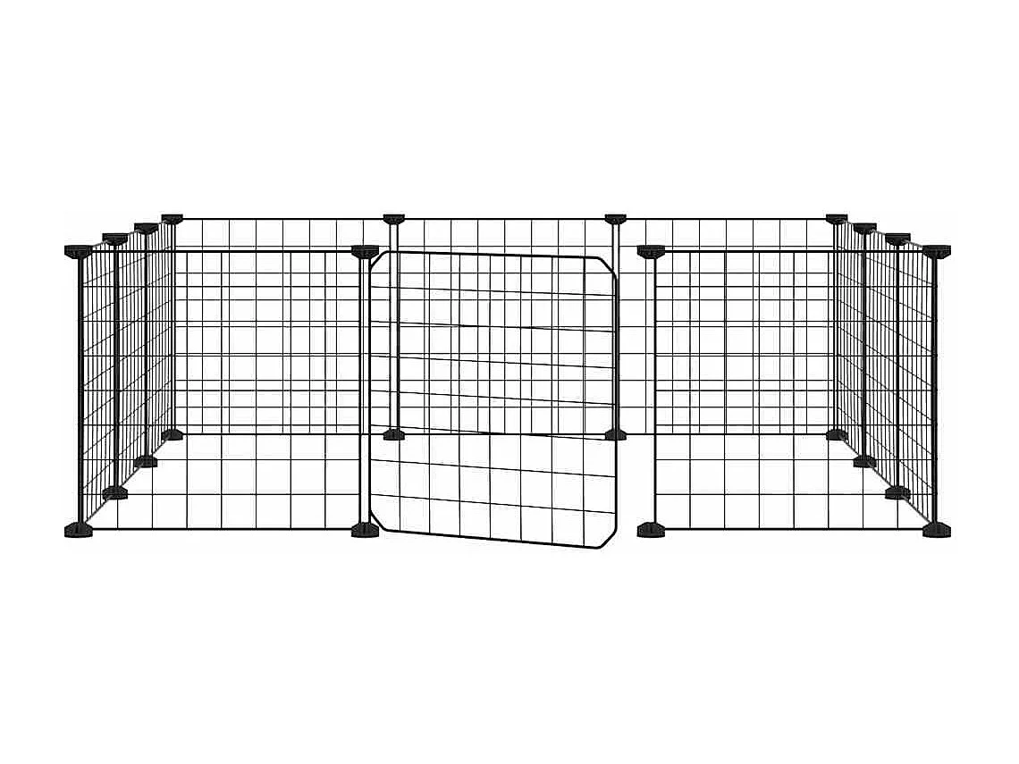 Cage animaux de compagnie à 12 panneaux et porte Noir 35x35 cm