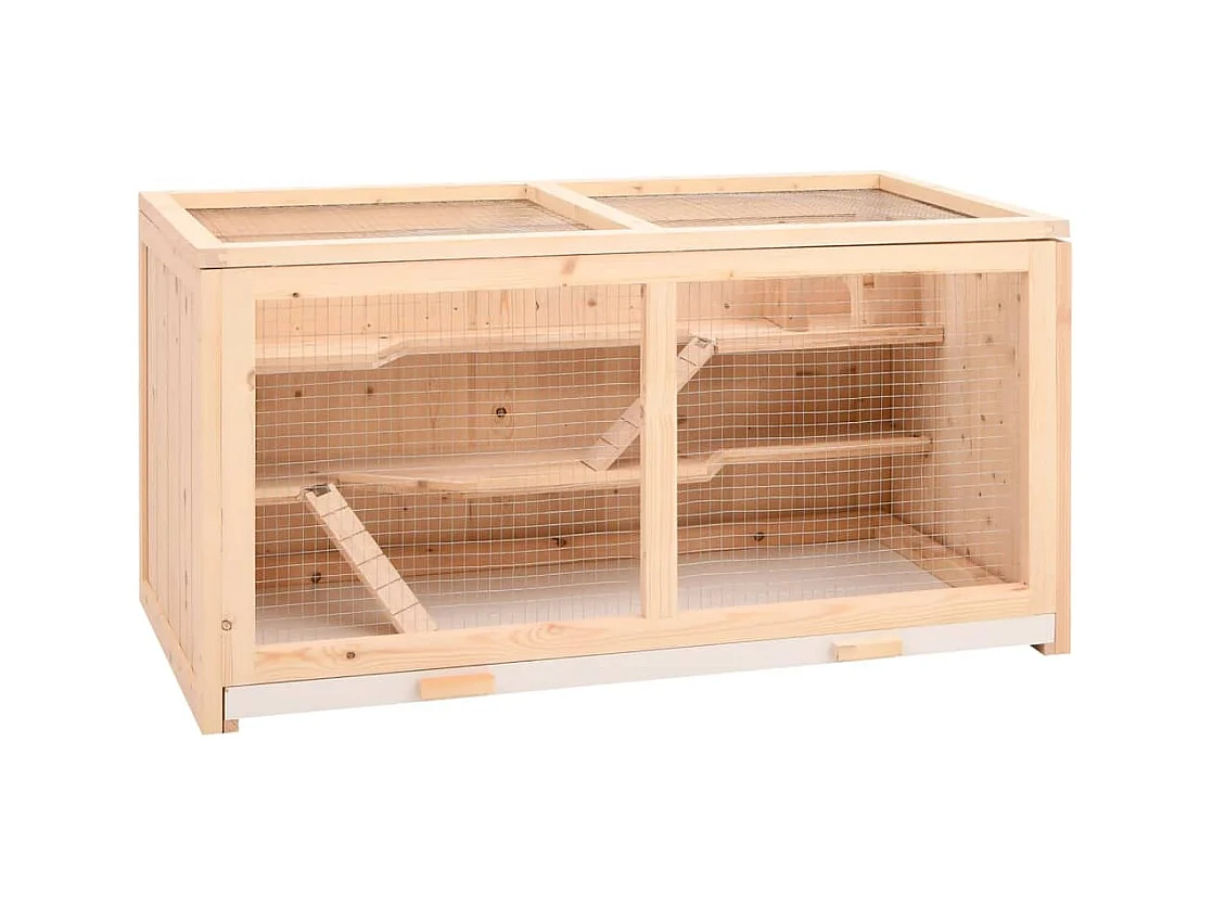 Cage à hamster 89,5x45x45 cm bois massif de sapin
