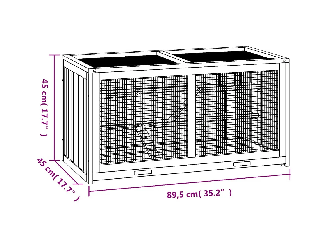 Hamsterkooi 89,5x45x45 cm massief dennenhout