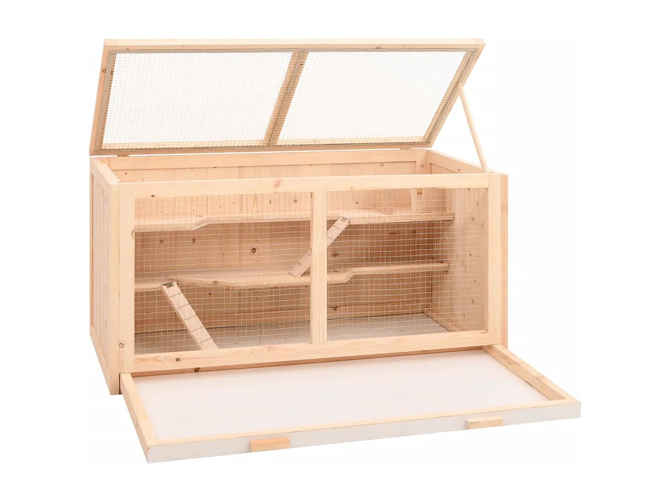 Cage à hamster 89,5x45x45 cm bois massif de sapin