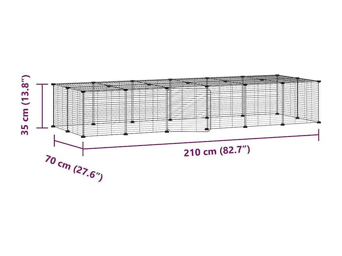 Cage animaux de compagnie à 28 panneaux et porte Noir 35x35 cm