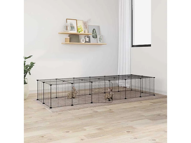 Gabbia per animali domestici 28 pannelli con porta nera 35x35 cm