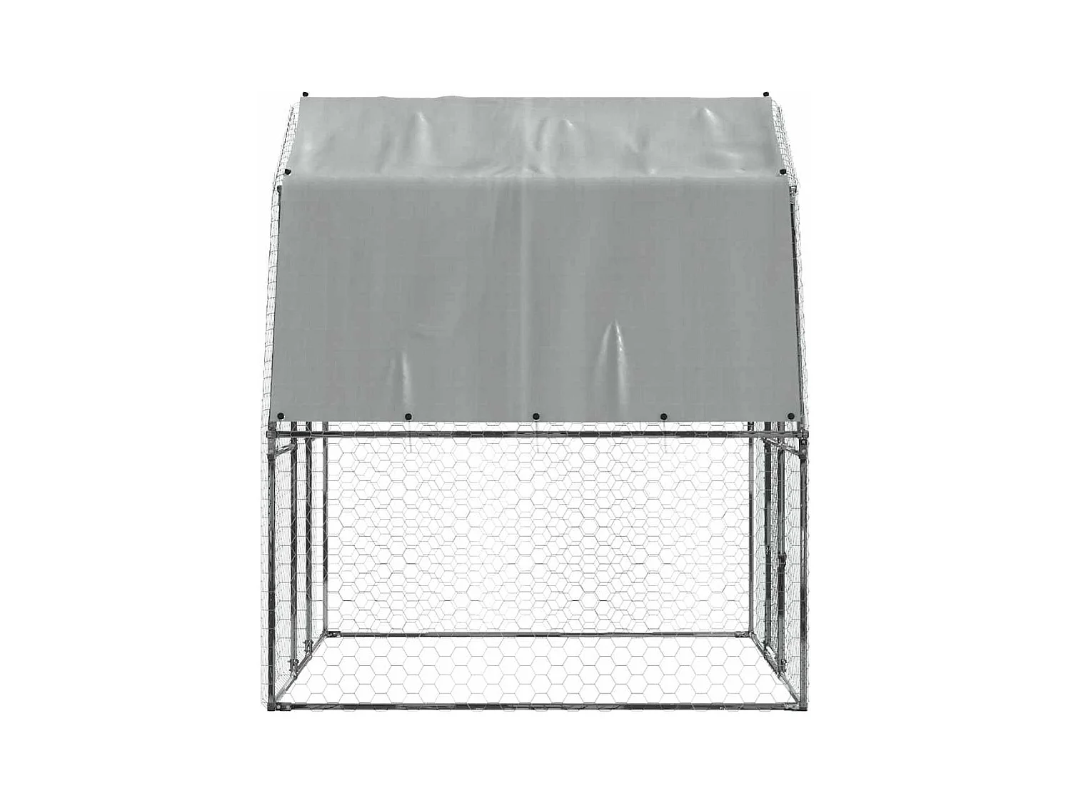 Cage à poules avec toit et porte argenté acier galvanisé