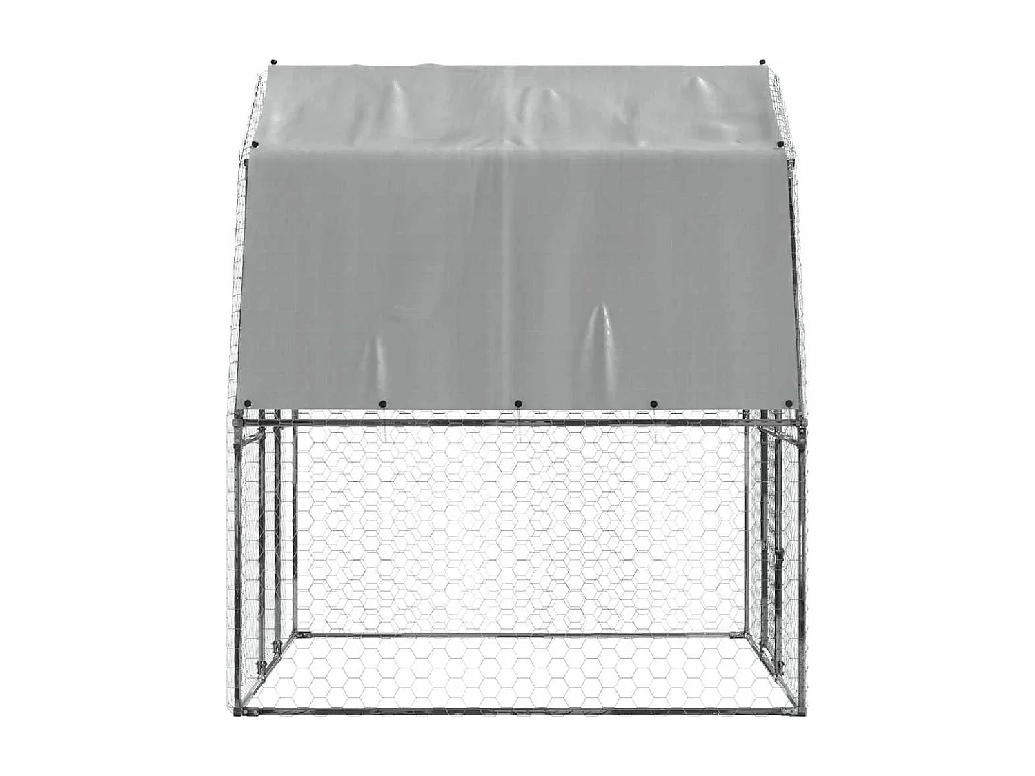 Cage à poules avec toit et porte argenté acier galvanisé