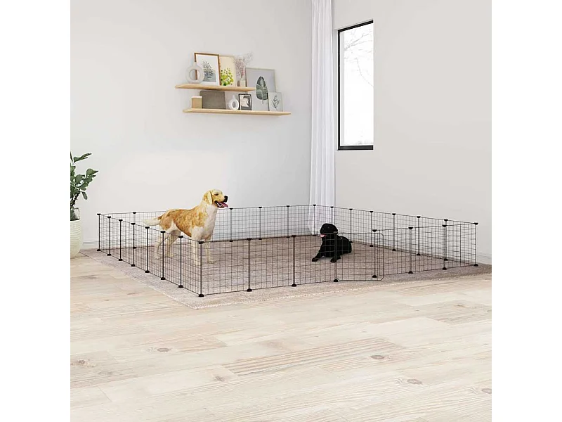 Gabbia per animali domestici 28 pannelli con porta nera 35x35 cm