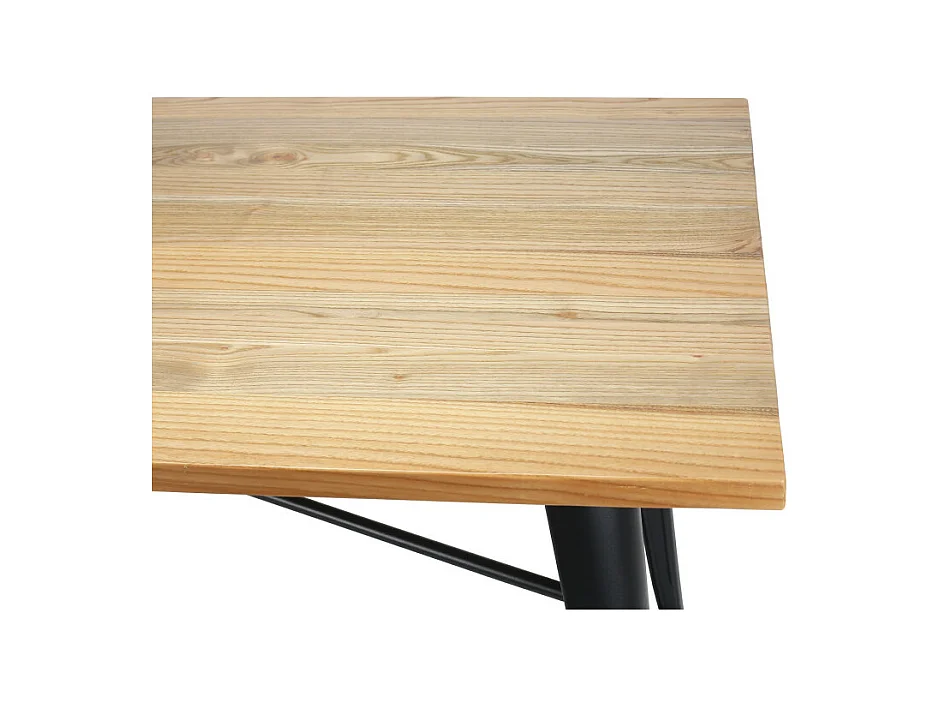 Table style industriel en métal noir mat et bois clair - 60x60cm
