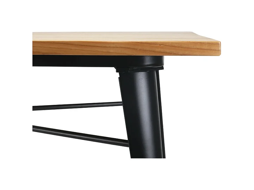 Table style industriel en métal noir mat et bois clair - 60x60cm