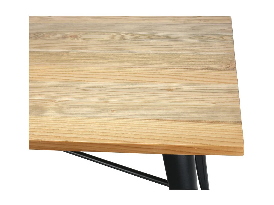 Table style industriel en métal noir mat et bois clair - 60x60cm