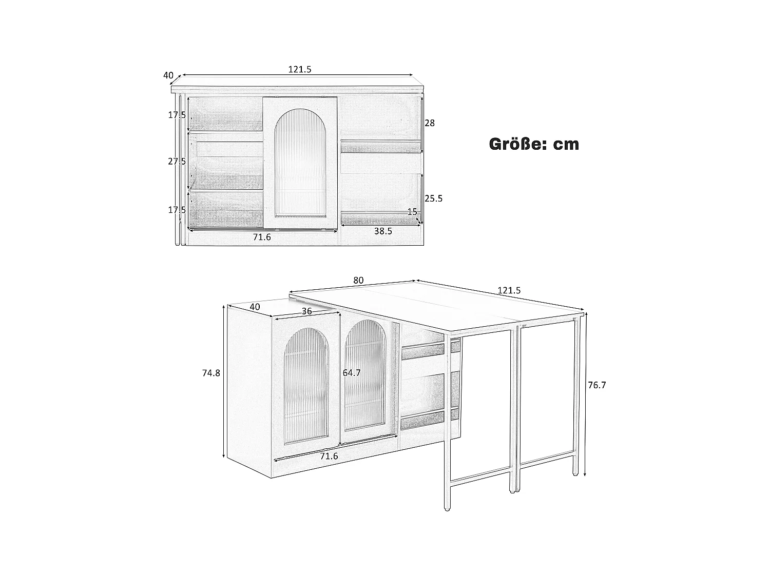 Ilot central de cuisine - avec plateau escamotable pivotante - avec portes vitrées et espace de rangement - MDF - Noir