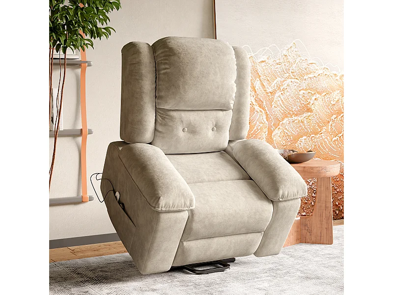 Sillón reclinable eléctrico de 160° con control remoto, masaje de 8 puntos + masaje lumbar de 2 puntos, cuero sintético, marrón