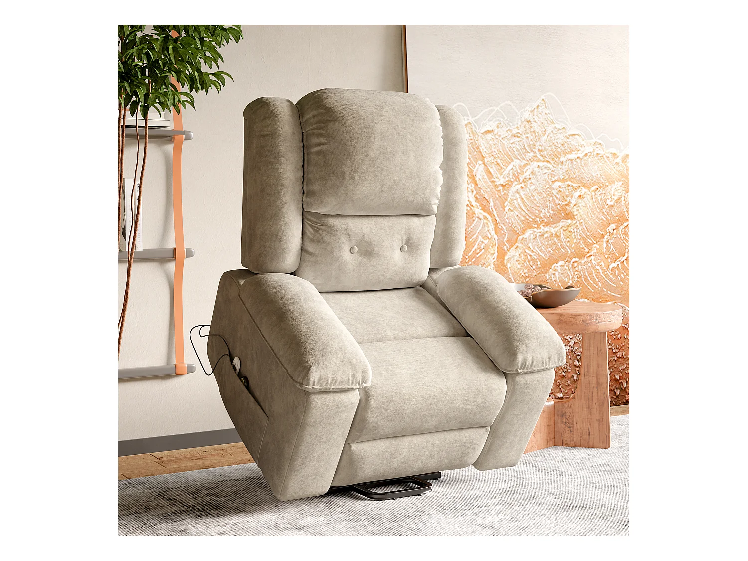 Poltrona reclinável elétrica 160° com controle remoto, massagem de 8 pontos + massagem lombar de 2 pontos, couro PU, marrom