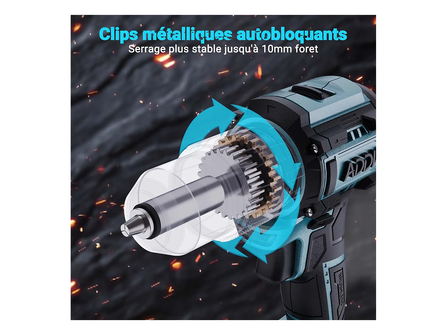 Taladro a batería de litio de 21 V, 24 + 3 funciones de percusión, 3 velocidades, juego de 22 piezas, color azul