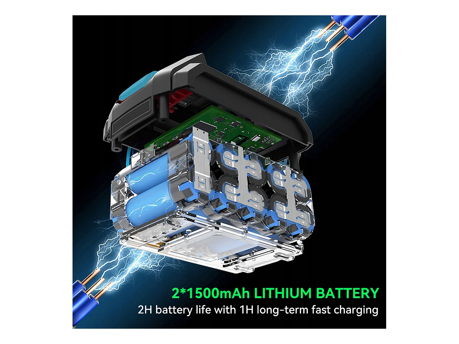 Destornillador inalámbrico de 21 V con luz LED, taladro con 2 baterías de 1500 Ah, juego de 21 piezas, azul