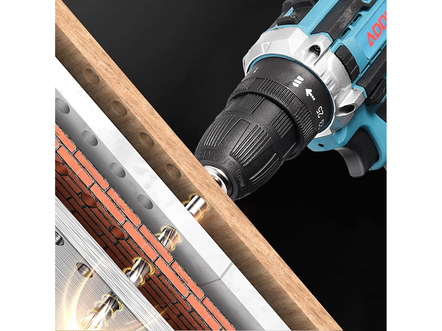 Tournevis sans fil 21 V avec éclairage LED, perceuse à batterie 2 x 1 500 Ah, ensemble de 21 pièces, bleu