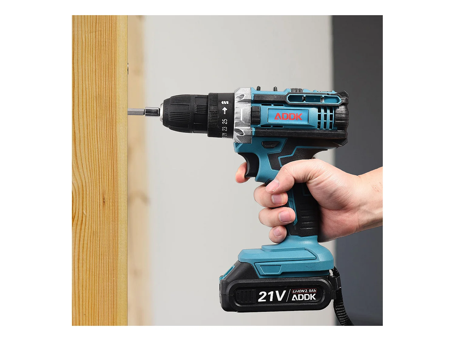 Taladro eléctrico de 21 V, motor de escobillas, 2 baterías de 2000 mAh, cargador de la UE, kit de 37 piezas - Azul