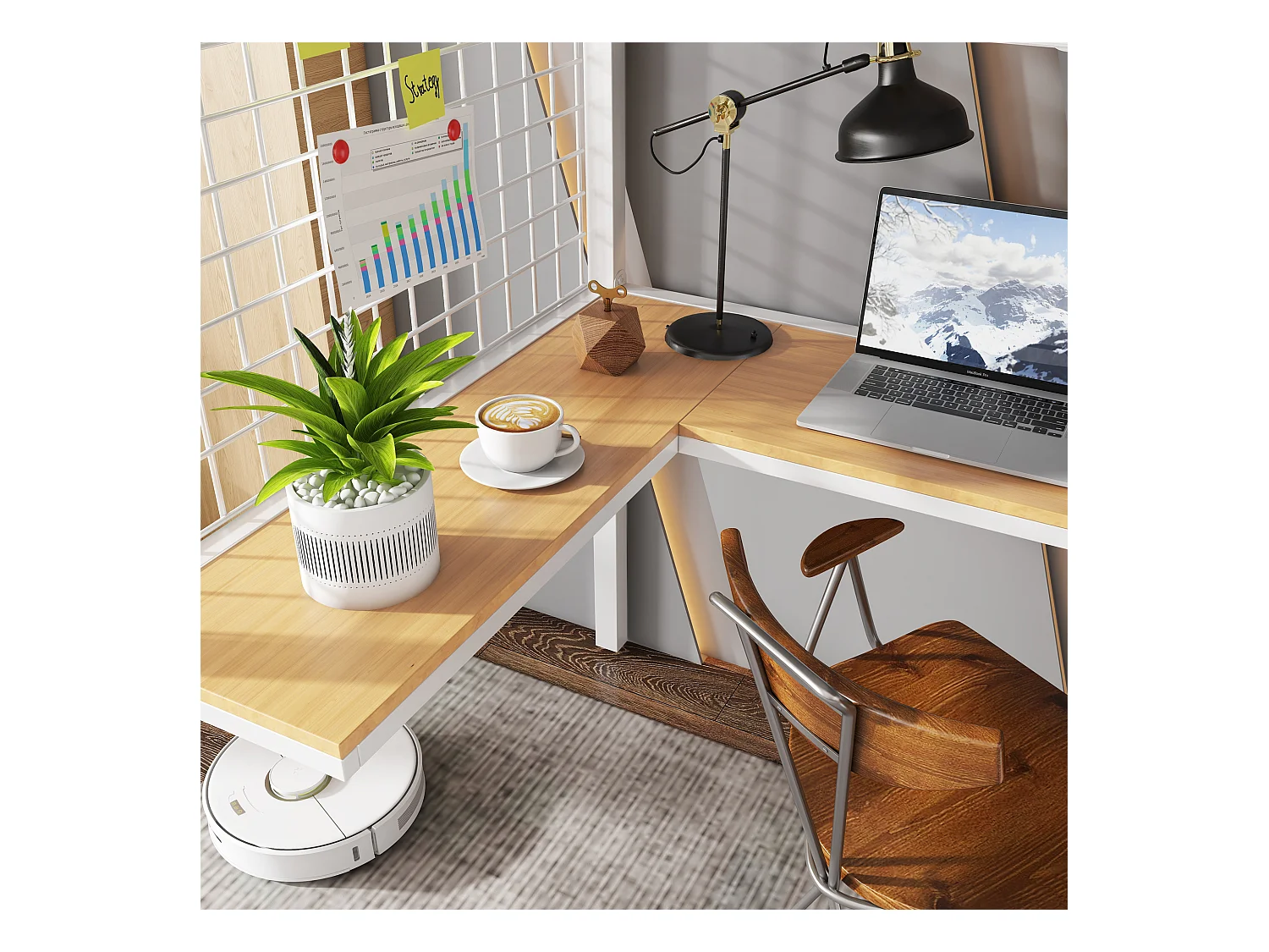 Mezzaninebed 90 x 200 cm - met tafel - met open kast - veiligheidsladder met 4 treden - ijzer + dekplanken - wit (zonder matras)