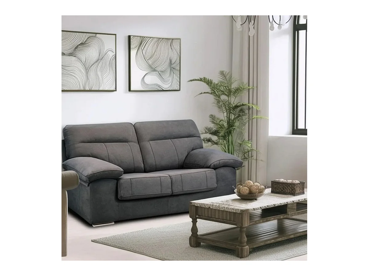 Sofá Marbella 3 plazas muelles ensacados tapizado cairo grafito 103x195x90 cm