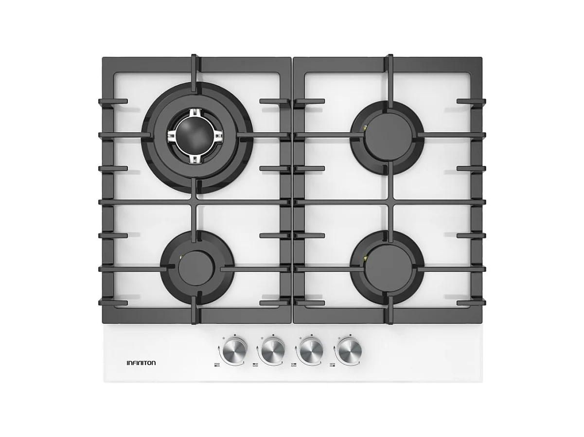 Placa de gas Infiniton GG-43BK encastrable 4 zonas cristal blanco 60 cm