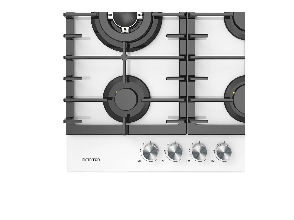 Placa de gas Infiniton GG-43BK encastrable 4 zonas cristal blanco 60 cm