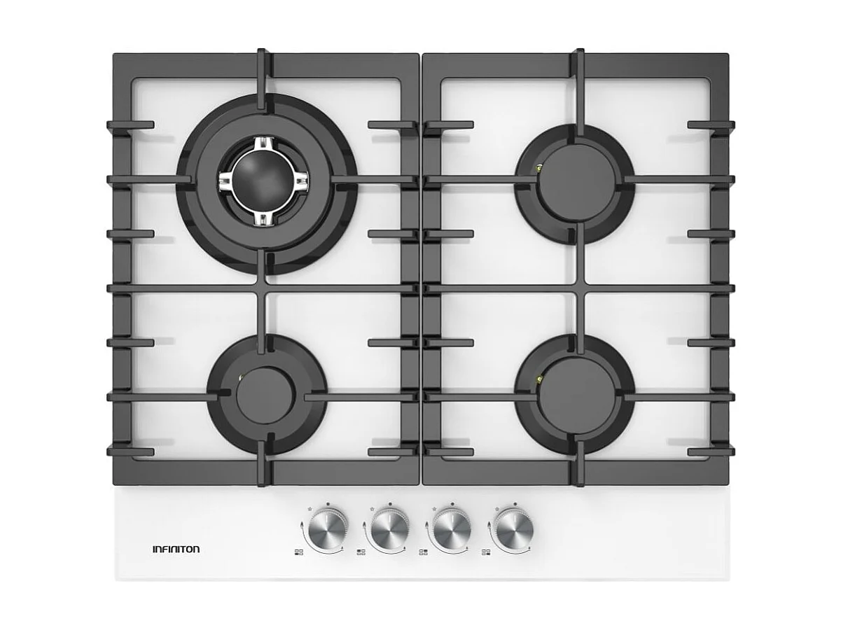 Placa de gas Infiniton GG-43BK encastrable 4 zonas cristal blanco 60 cm