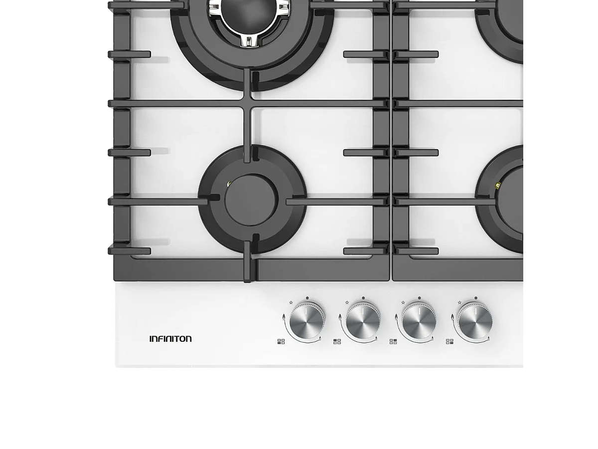 Placa de gas Infiniton GG-43BK encastrable 4 zonas cristal blanco 60 cm