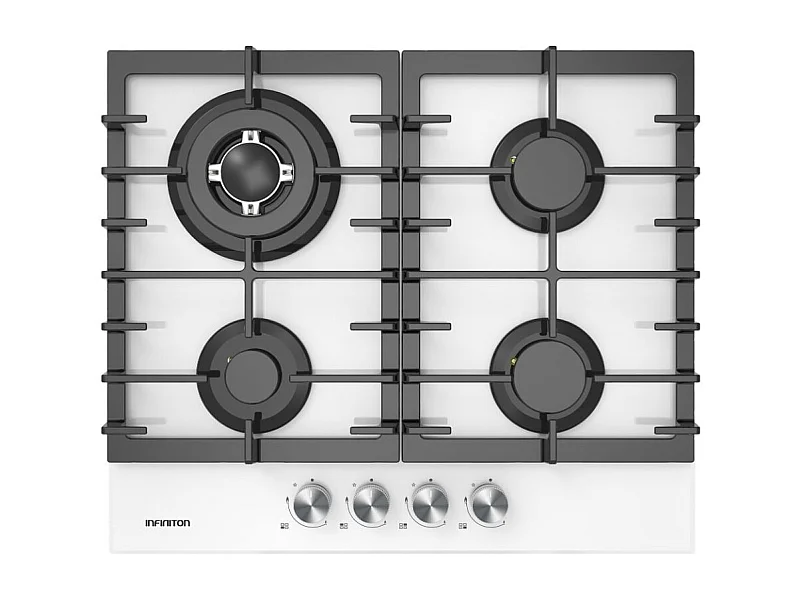 Placa de gas Infiniton GG-43BK encastrable 4 zonas cristal blanco 60 cm