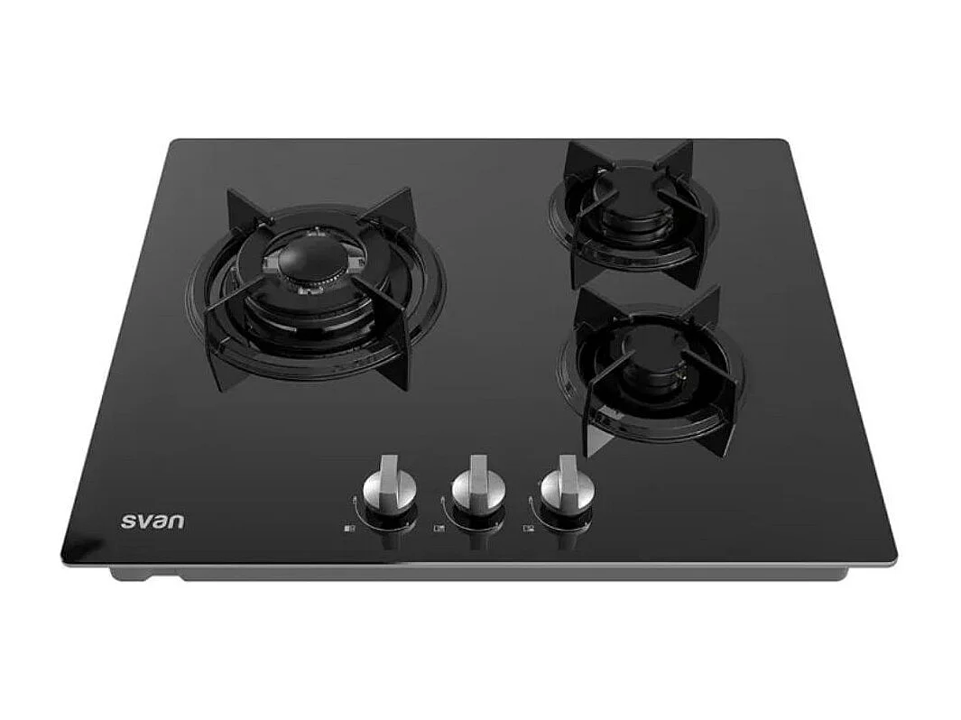 Placa de gas Svan SGW3601N 3 zonas quemador WOK negro 10x60x51 cm