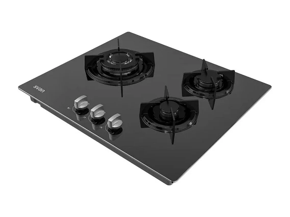 Placa de gas Svan SGW3601N 3 zonas quemador WOK negro 10x60x51 cm