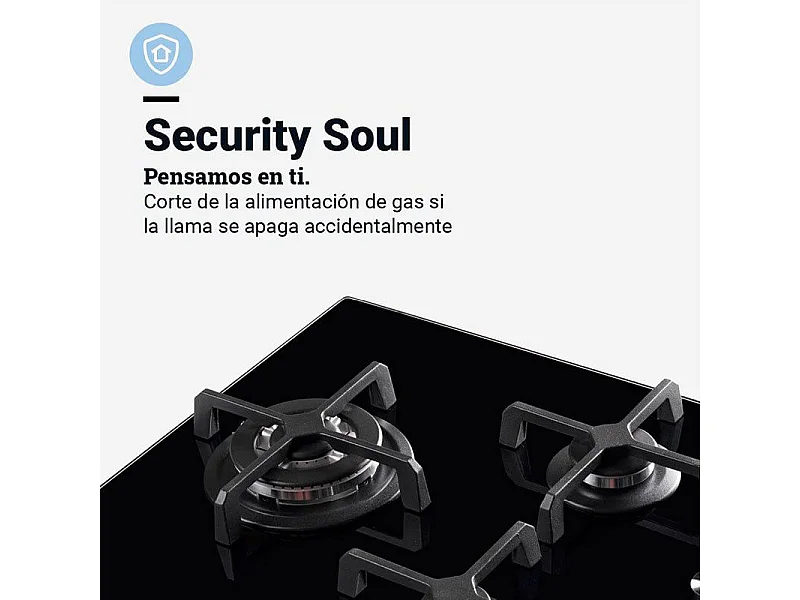 Placa de gas Maia B-Plus Universal Blue 3 fuegos encendido eléctrico negro 60 cm