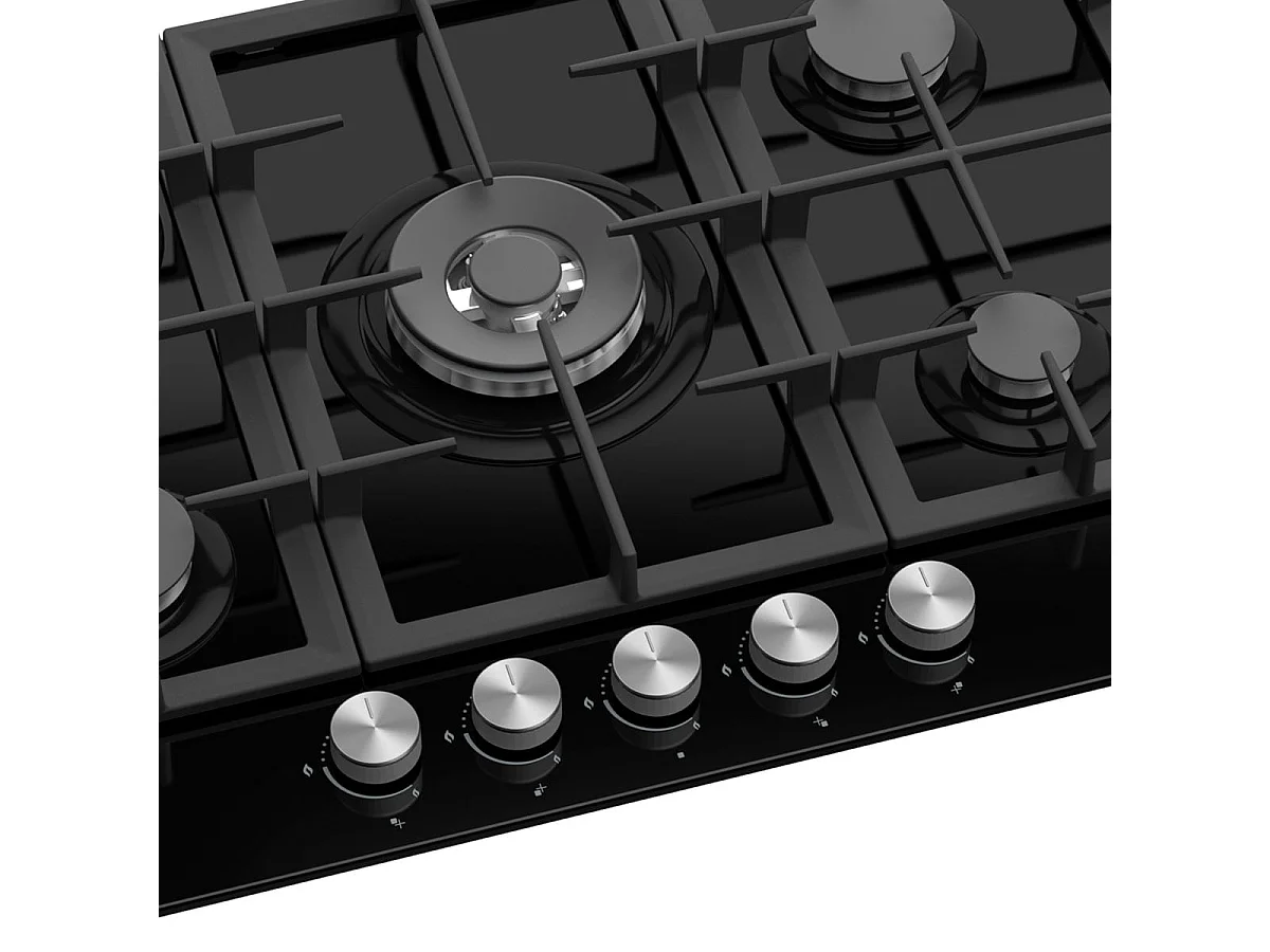 Encimera de gas Infiniton 78GLN52 5 fuegos 11700W encendido electrónico cristal negro 70 cm