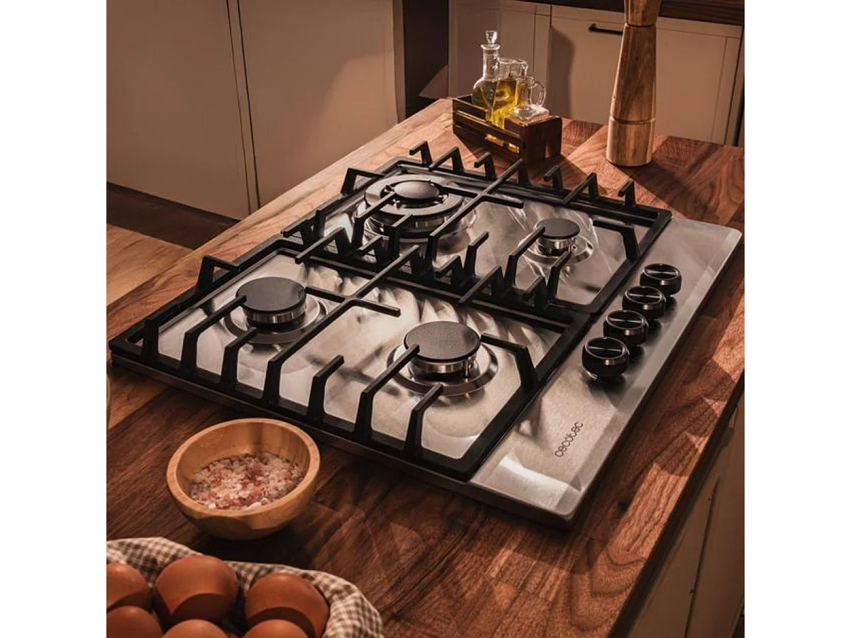 Placa de gas Cecotec Bolero Squad G 4200F 8000W 4 fuegos inox 58 cm
