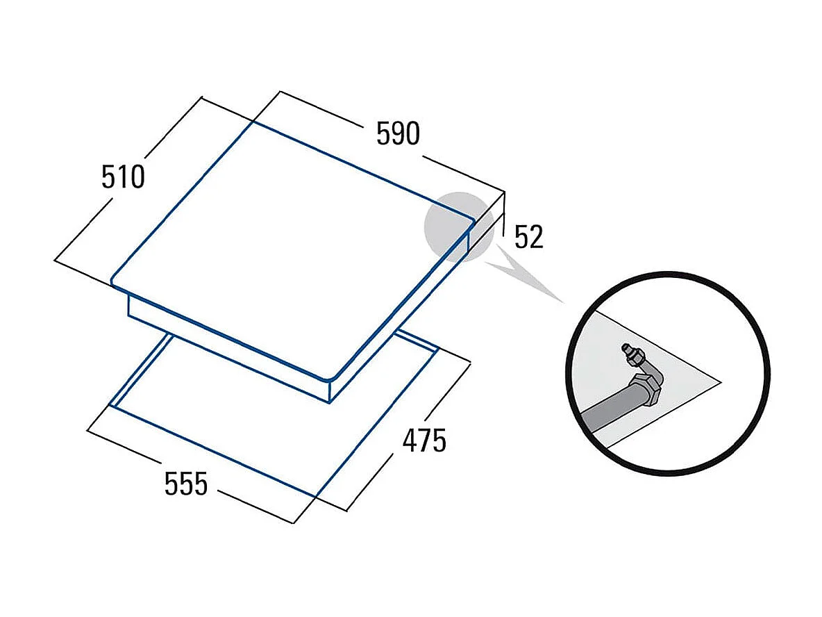 Placa de gas Cata CIB 6021 BK 3 fuegos cristal negro A 59 cm
