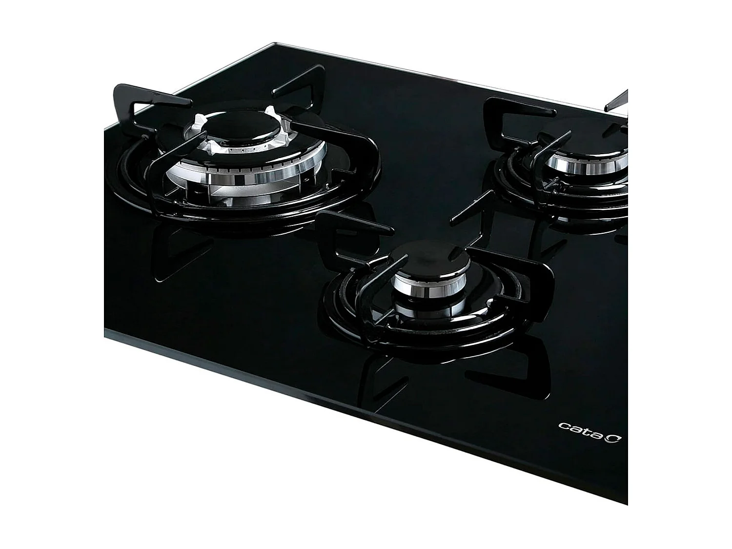 Placa de gas Cata CIB 6021 BK 3 fuegos cristal negro A 59 cm