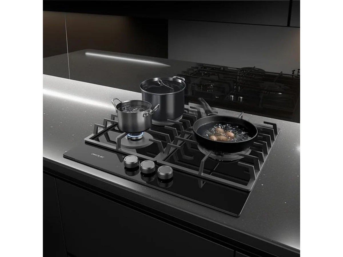 Placa de gas Cecotec Bolero Squad G3200F Glass Black 6250W 3 fuegos 58 cm negro