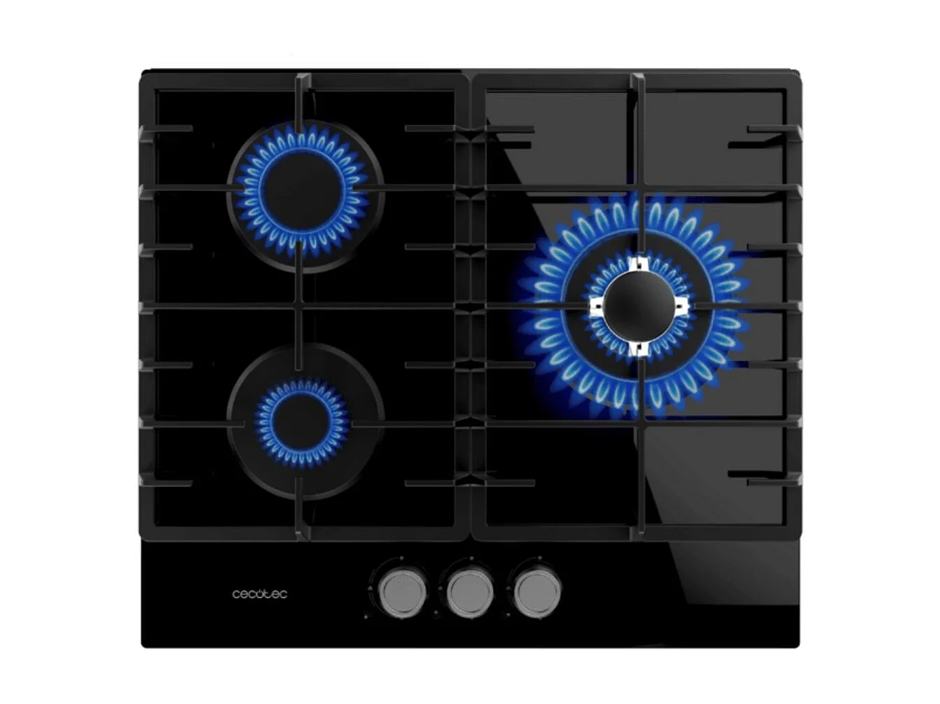 Placa de gas Cecotec Bolero Squad G3200F Glass Black 6250W 3 fuegos 58 cm negro