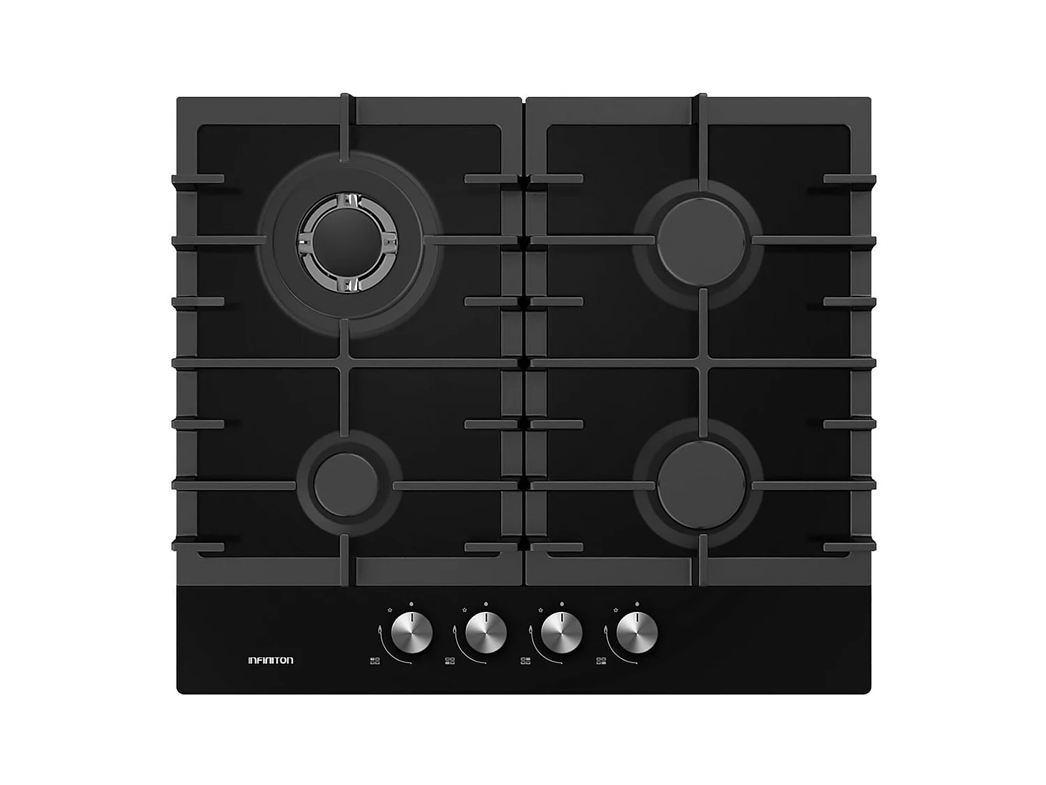 Placa de gas Infiniton GG-429 4 fuegos acabado Crystal Black 60 cm