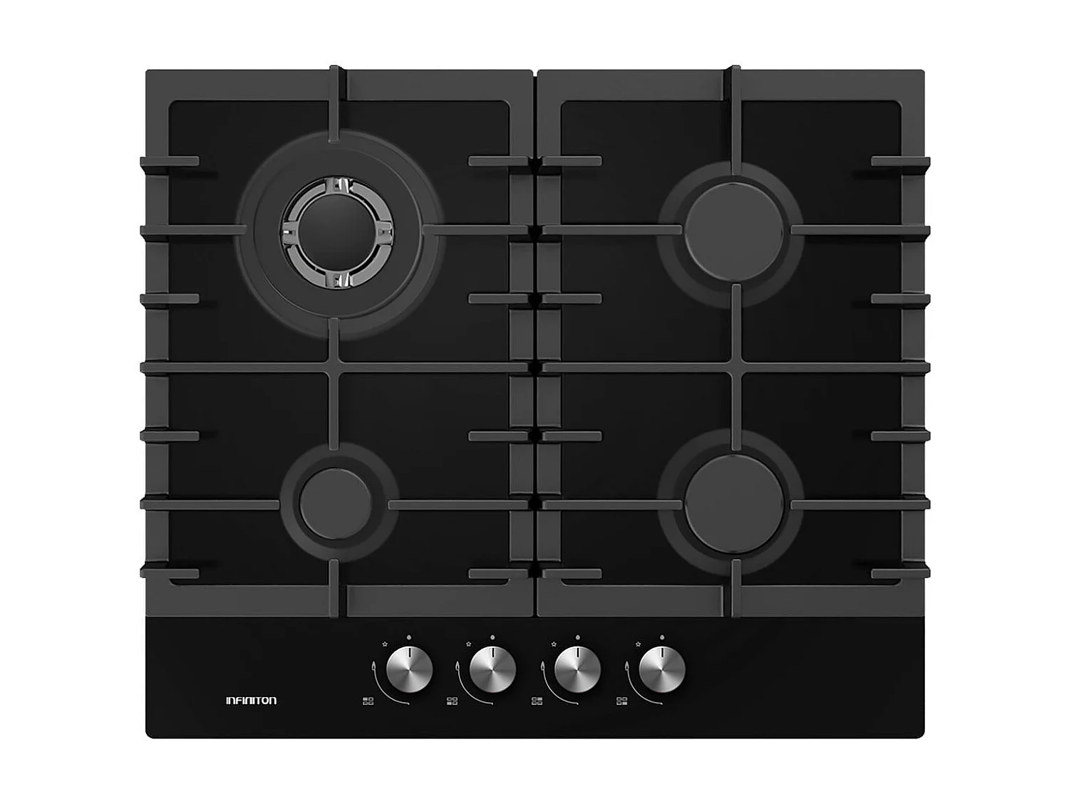 Placa de gas Infiniton GG-429 4 fuegos acabado Crystal Black 60 cm