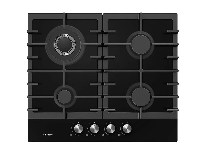 Placa de gas Infiniton GG-429 4 fuegos acabado Crystal Black 60 cm