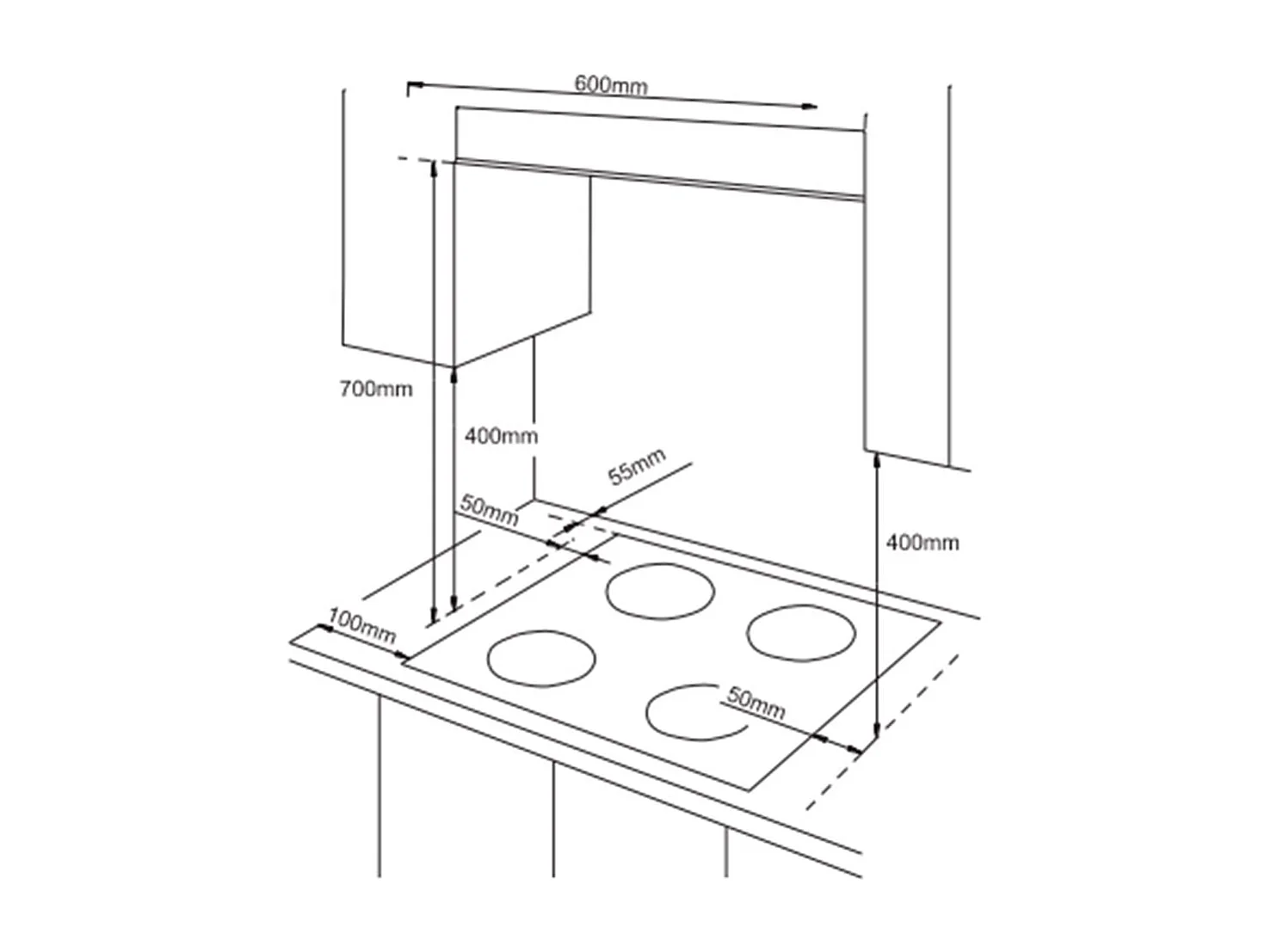 Encimera de gas Infiniton GASDL4 6050W 4 fuegos inox 60 cm