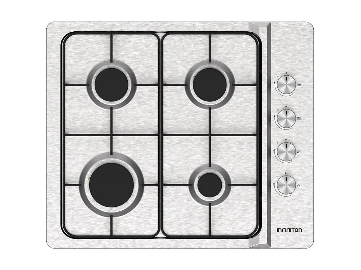 Placa de gas Infiniton GAS4BNAI 4 zonas acero inoxidable 60 cm