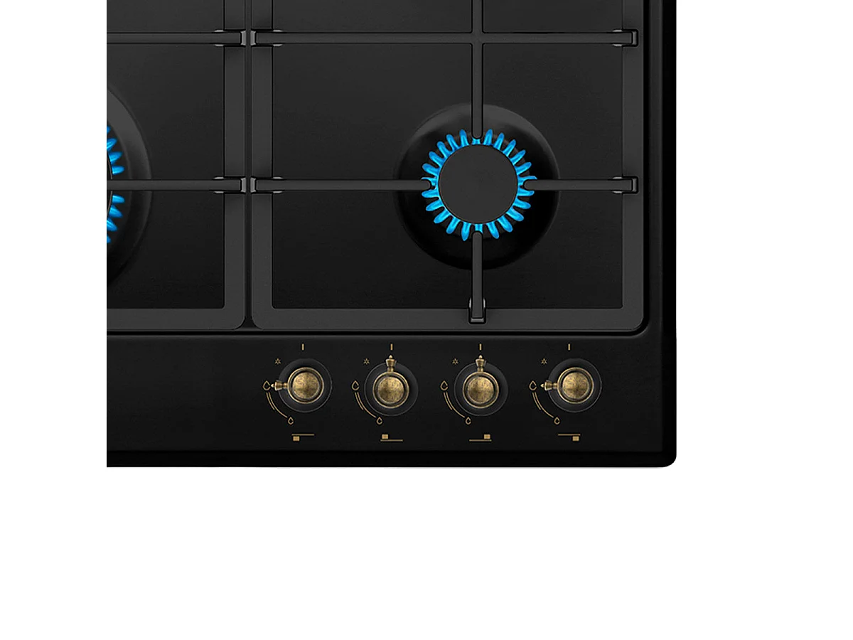 Encimera de gas Infiniton GAS41RO 8000W 4 fuegos acabado rústico negro/dorado 58 cm