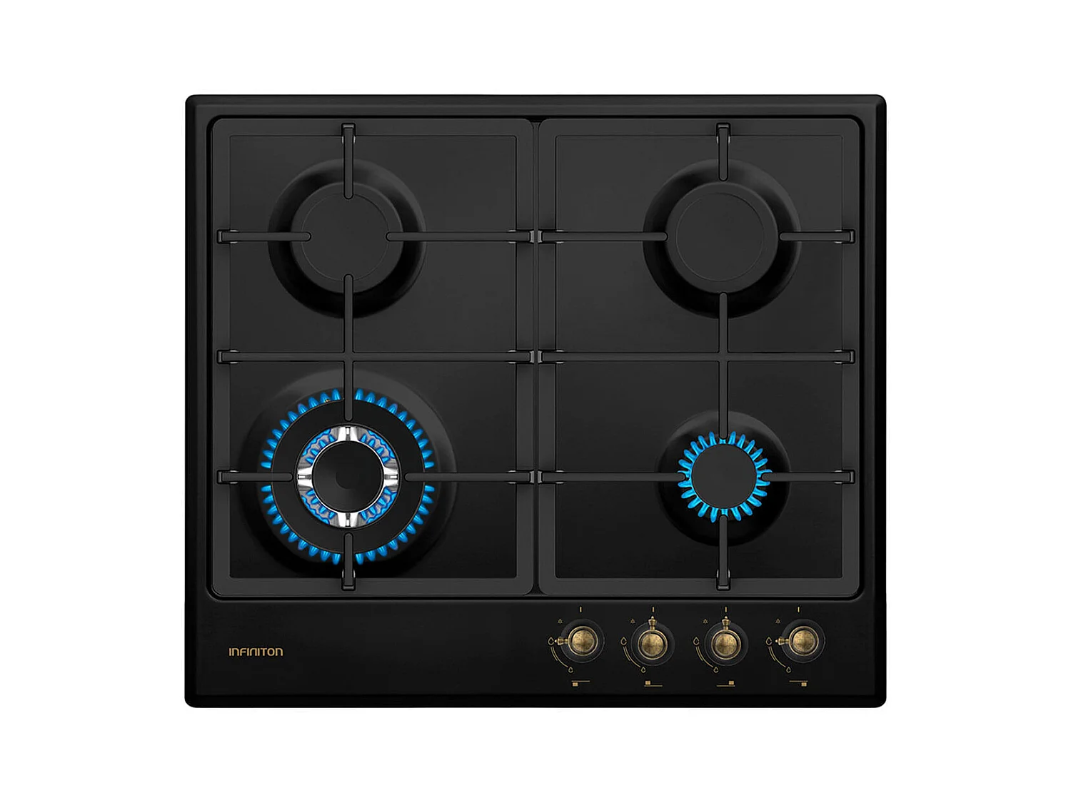 Encimera de gas Infiniton GAS41RO 8000W 4 fuegos acabado rústico negro/dorado 58 cm