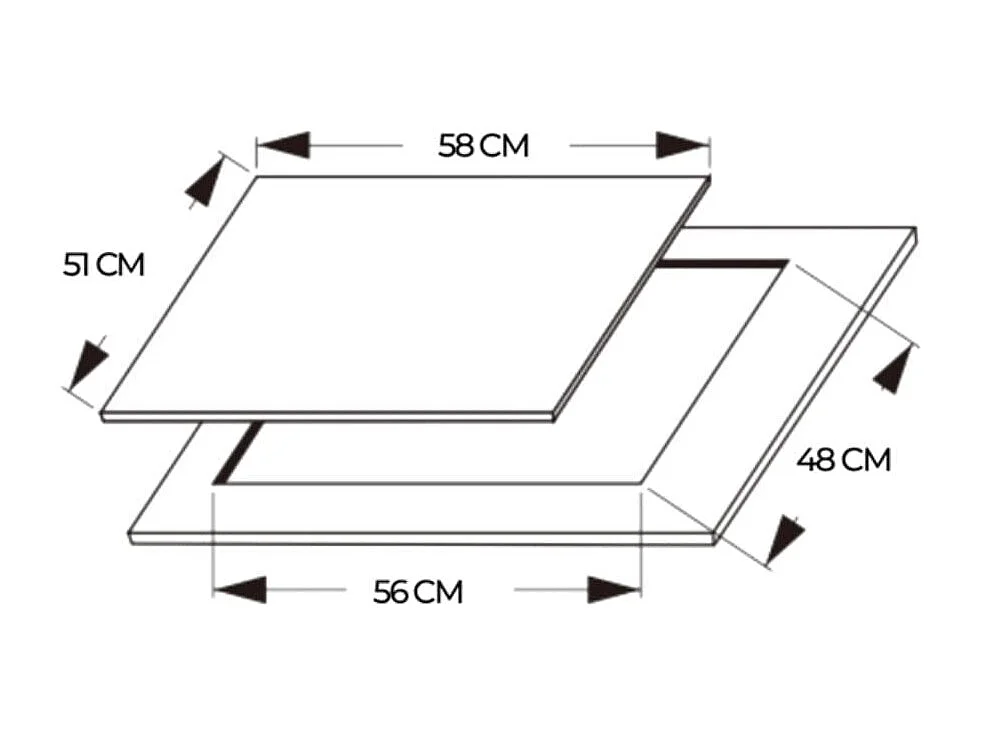 Placa de gas Bolero Squad G 3200S Glass Black 3 fuegos encendido eléctrico negro 58 cm