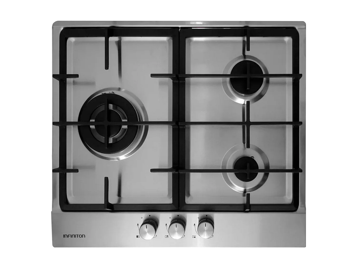 Encimera de gas Infiniton GAS-320WB 6050W 3 fuegos inox 59 cm