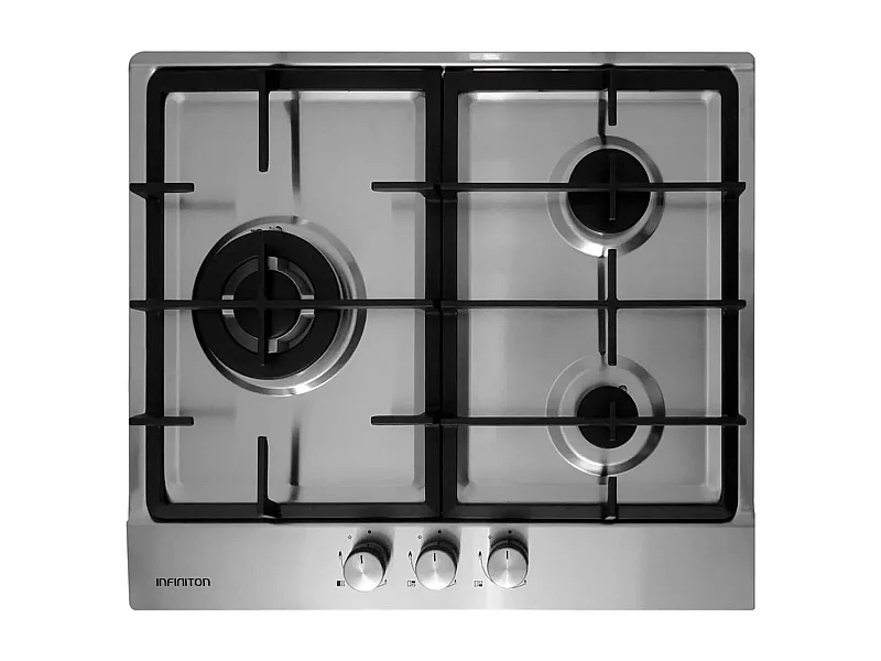 Encimera de gas Infiniton GAS-320WB 6050W 3 fuegos inox 59 cm