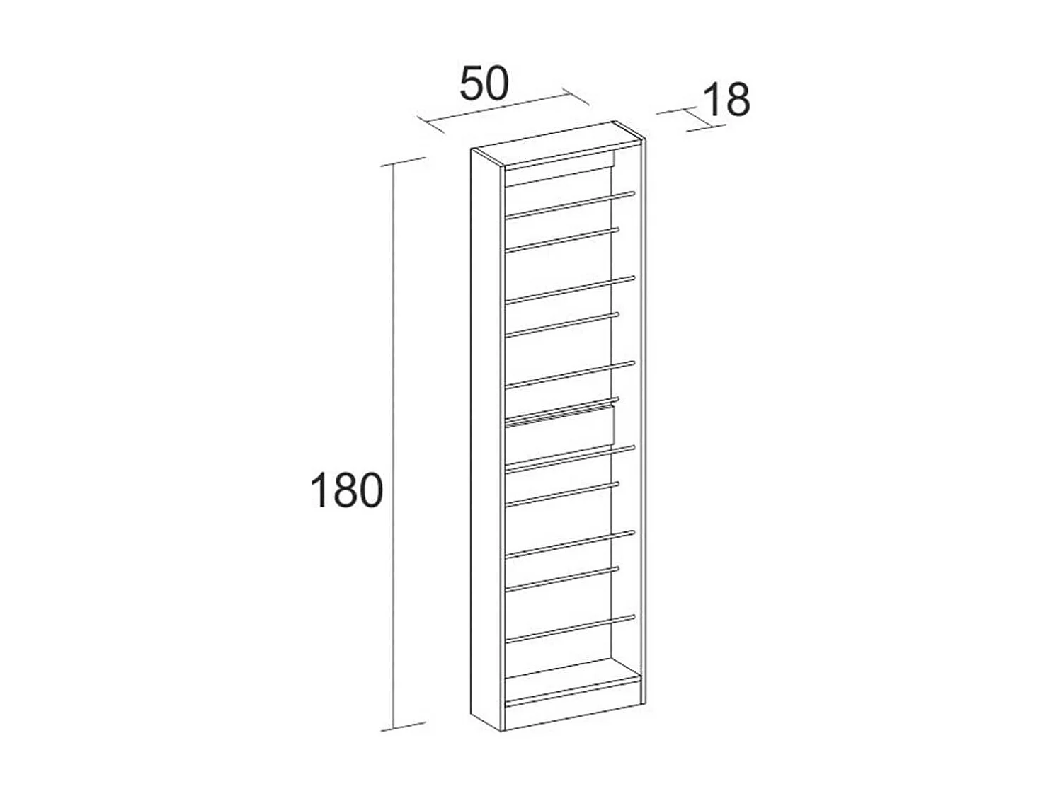 Zapatero Trend 1 puerta + espejo blanco mate 180x50x20 cm